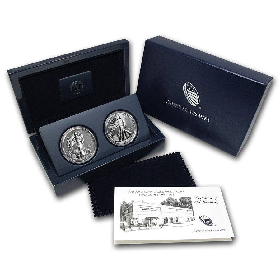 2013-W 2-Coin American Silver Eagle West Point Set (w/Box & COA)