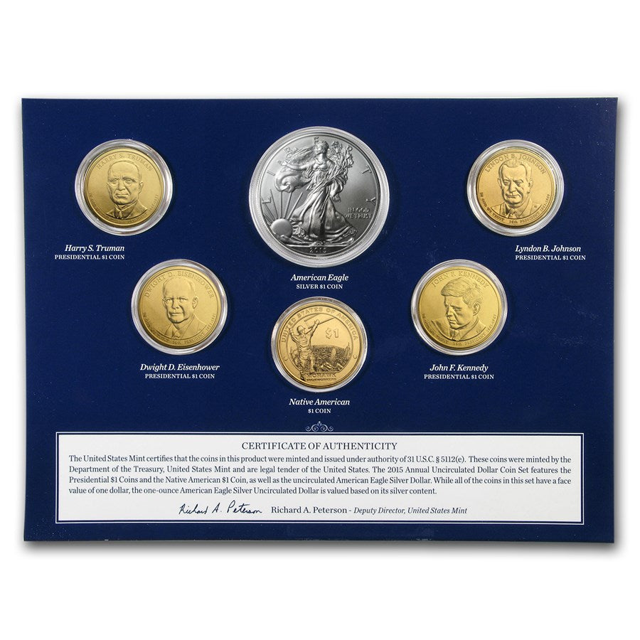 2015-W 6-Coin U.S. Mint Annual Uncirculated Dollar Set