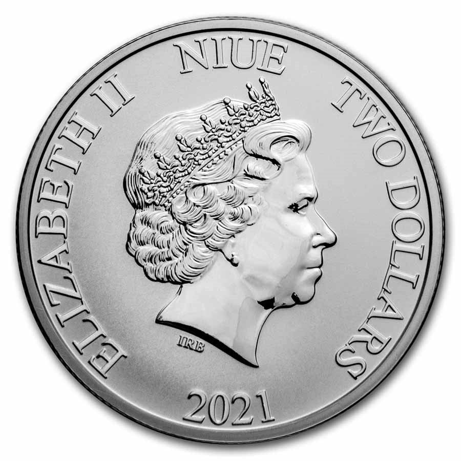 2021 Niue 1 oz Silver $2 Pirates of the Caribbean: Black Pearl BU